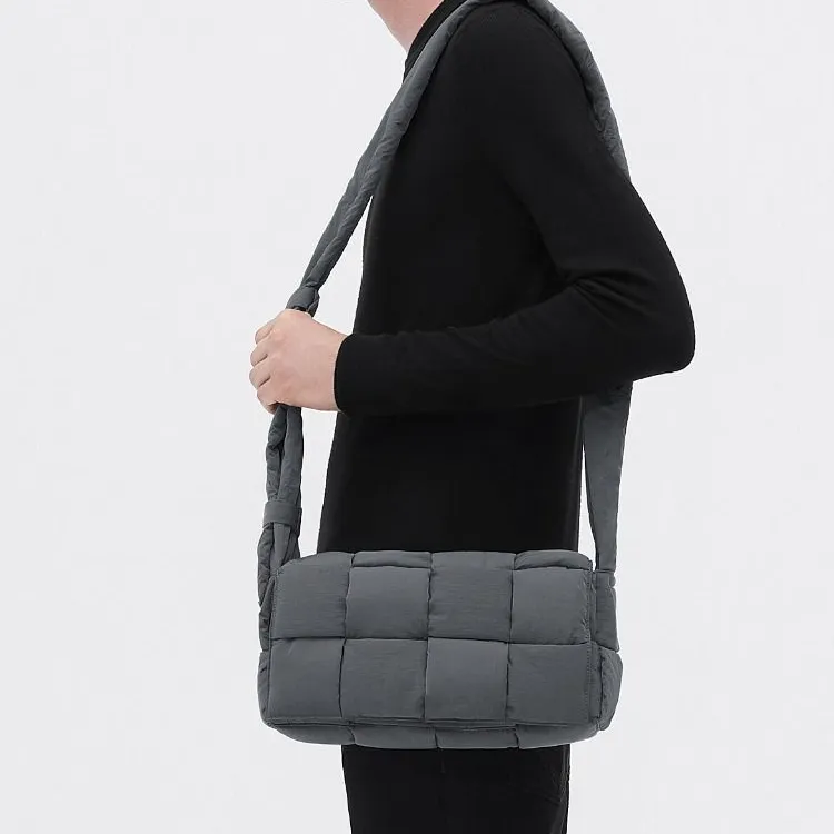 Bottega Veneta PaddedCASSETTE Fabric Pillow Bag, Shoulder Bag, Crossbody Bag Medium Size Men's Lightning Gray/Pool Blue-4