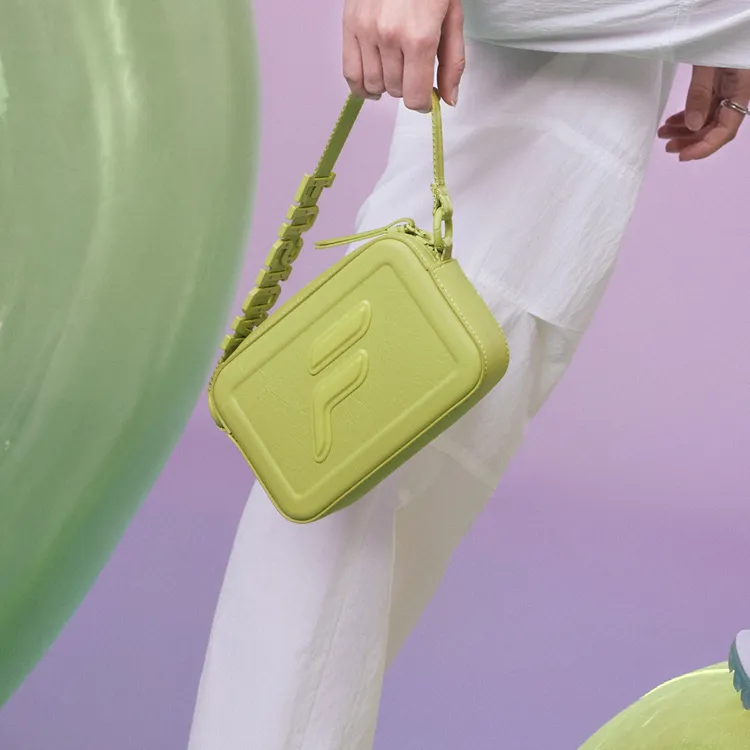 FILA FUSION Polyurethane Shoulder Bag Handbag Extra Small Women's Neon Yellow Green-4