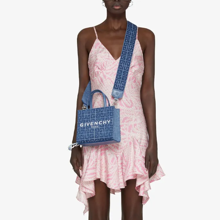 GIVENCHY Denim Tote Bag Shopping Bag Handbag Mini Women's Medium Blue-5