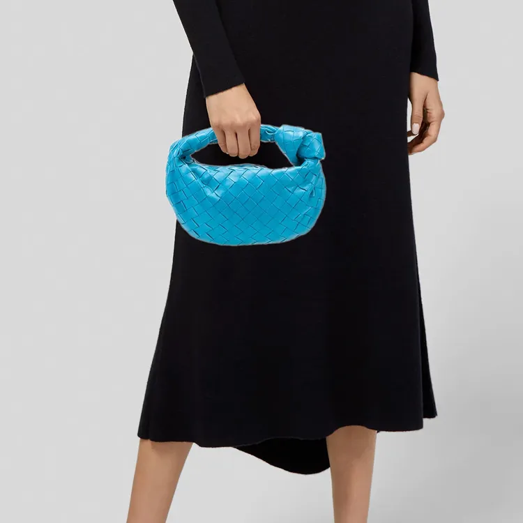 Bottega Veneta JODIE Sheepskin Cow Leather Patchwork Handbag Mini Women's Royal Blue-4