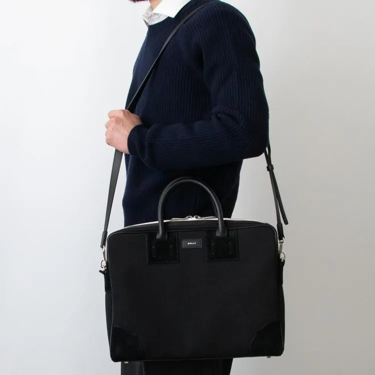 BALLY Logo-print Leather Briefcase-4