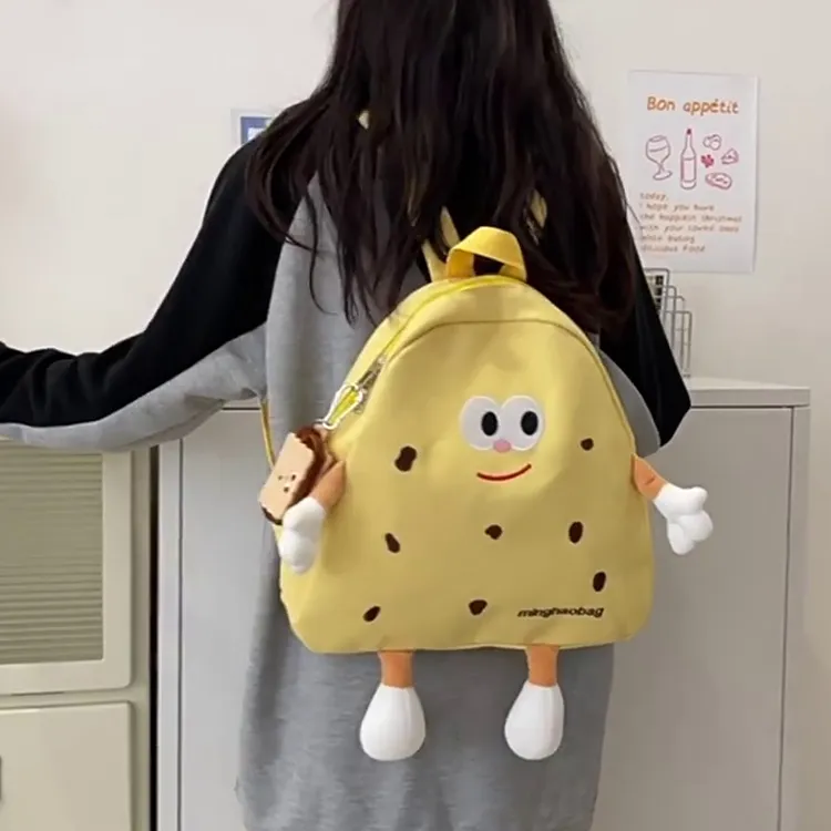 Huangmu Canvas Backpack Regular Unisex Yellow/White/Brown-2