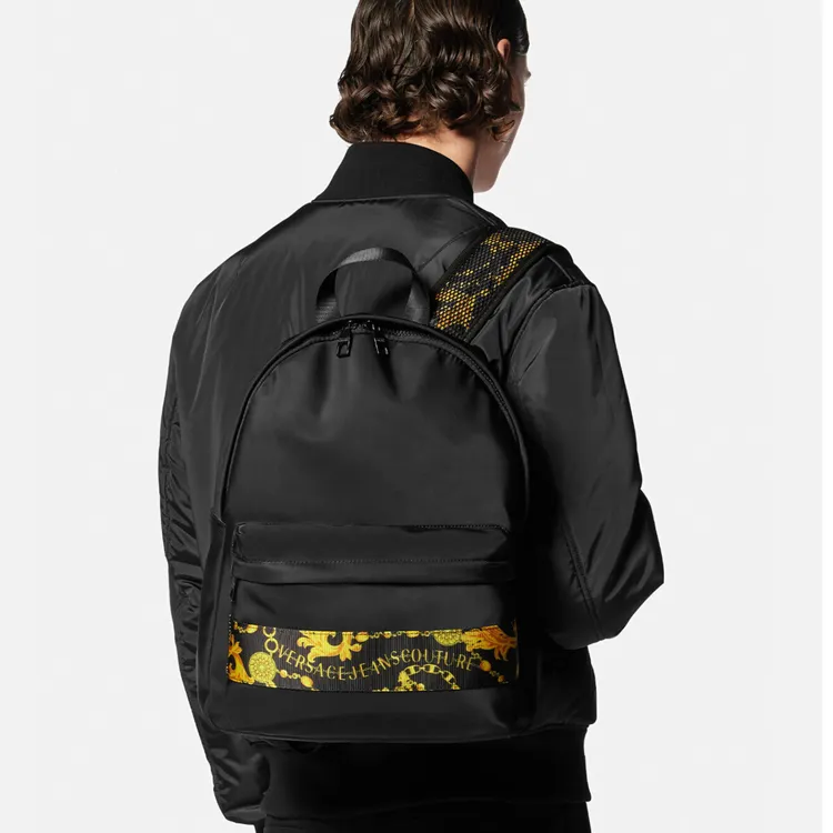 VERSACE JEANS COUTURE Polyester Backpack Men's Black/Banana Yellow-3