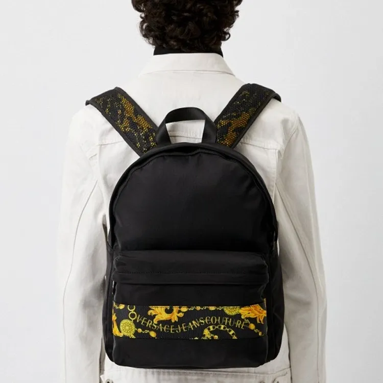 VERSACE JEANS COUTURE Polyester Backpack Men's Black/Banana Yellow-4