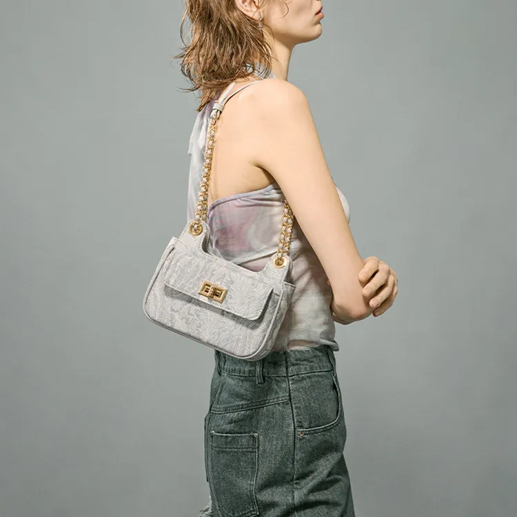 JACD PU Shoulder Bag Regular Women's Tai Mountain Gray/Snowflake Gray-4
