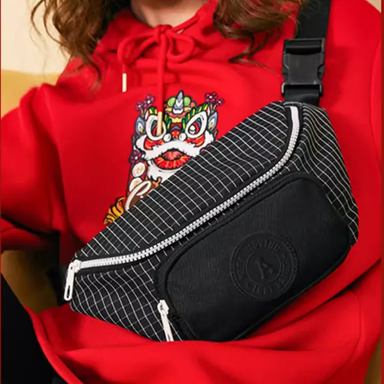 Anta Life Collection Fabric Shoulder Bag, Crossbody Bag, Sling Bag Regular Unisex Black-3