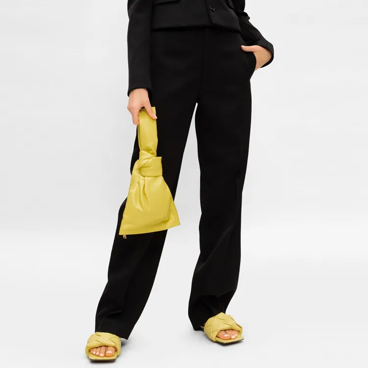 Bottega Veneta Calfskin Clutch Handbag Women's Yellow-7