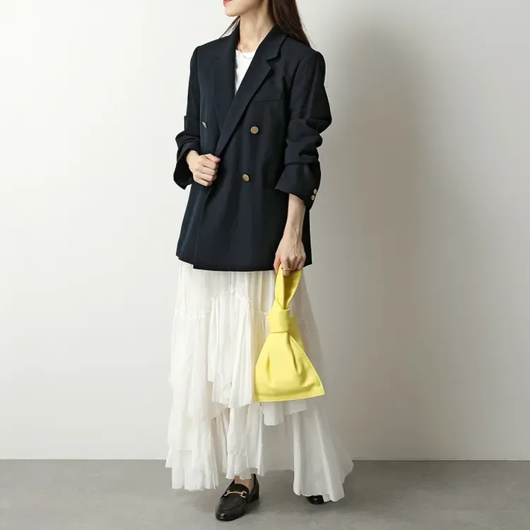 Bottega Veneta Calfskin Clutch Handbag Women's Yellow-4