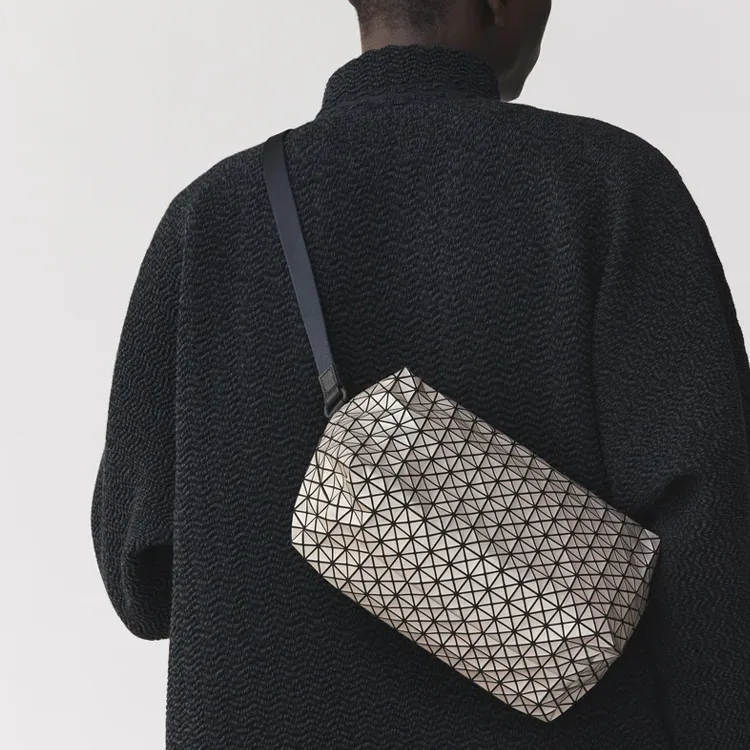 ISSEY MIYAKE Polyurethane One Shoulder Handbags Men's Silver-3