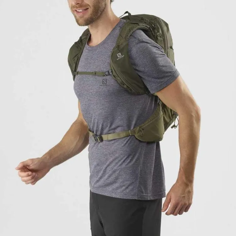 SALOMON Waterproof Fabric Outdoor Mountaineering Bag Backpack Unisex Olive-4