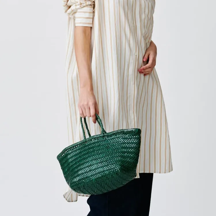 Dragon Diffusion Cow Leather Handbag Regular Women's Little Forest Green-3