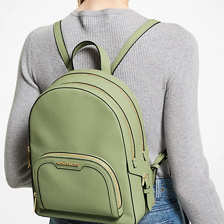 MICHAEL KORS Jaycee Litchi Grain Leather Backpack Medium Size Women's Mint Green-4