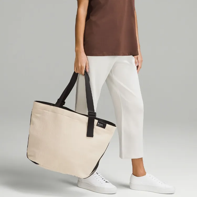 Lululemon Cotton Tote Bag Shopping Bag Handbag Regular Unisex White-3