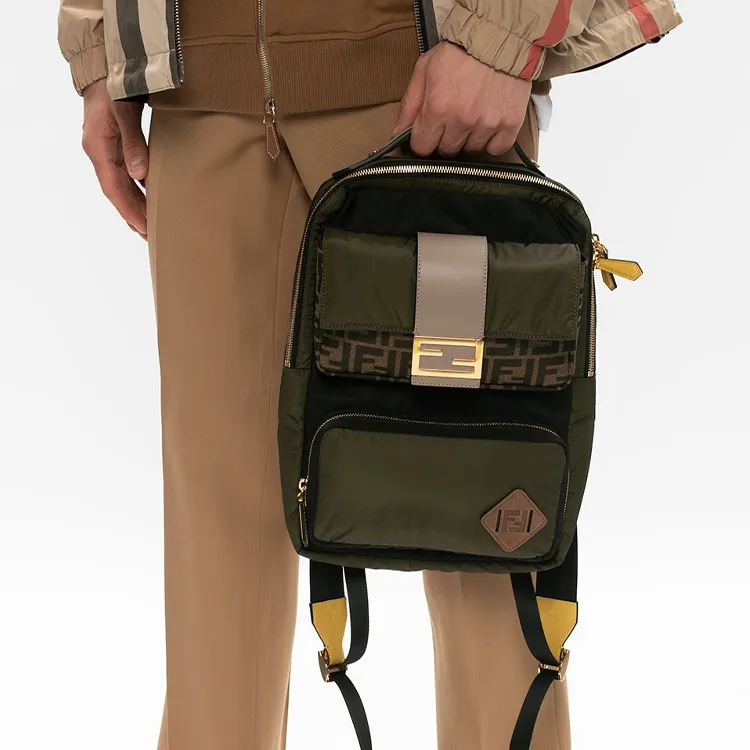 FENDI Baguette Leather Canvas Canvas Bag Backpack Regular Men's-4