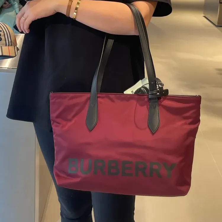 Burberry Recycled Nylon One Shoulder Handbags Women's Red-6