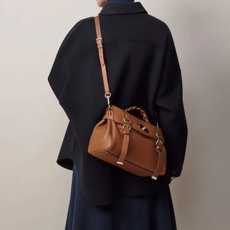 Mulberry Leather Shoulder Bag, Crossbody Bag, Handbag Regular Women's Brown-3