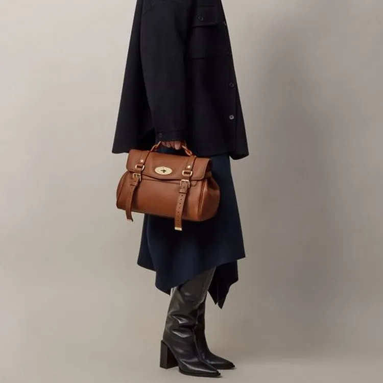 Mulberry Leather Shoulder Bag, Crossbody Bag, Handbag Regular Women's Brown-4