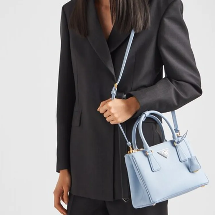 PRADA Galleria Killer Bag Leather Shoulder Bag Crossbody Bag Handbag Small Size Women's Light Blue-3
