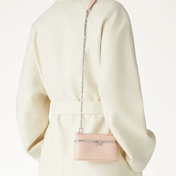 Loro Piana ExtraPocket Stamped Calfskin Clutch Mini Women's Light Beige-4
