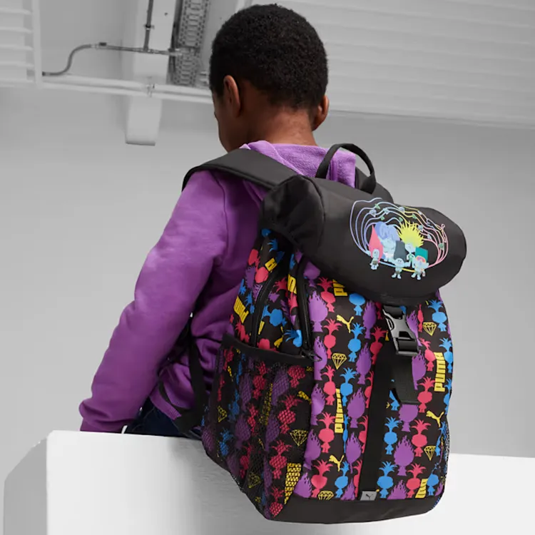 PUMA Magic Hair Fairy Collaboration Fabric Backpack Regular Unisex Black Full Print-4