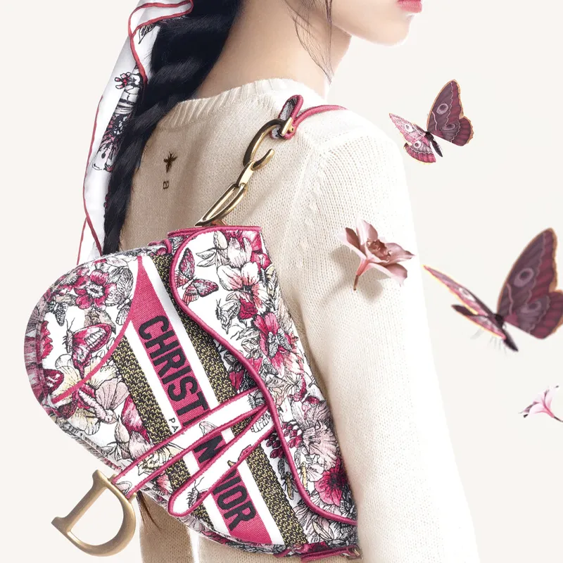 DIOR Saddle Canvas Canvas Bag One Shoulder Handbag Women's Multicolor-5