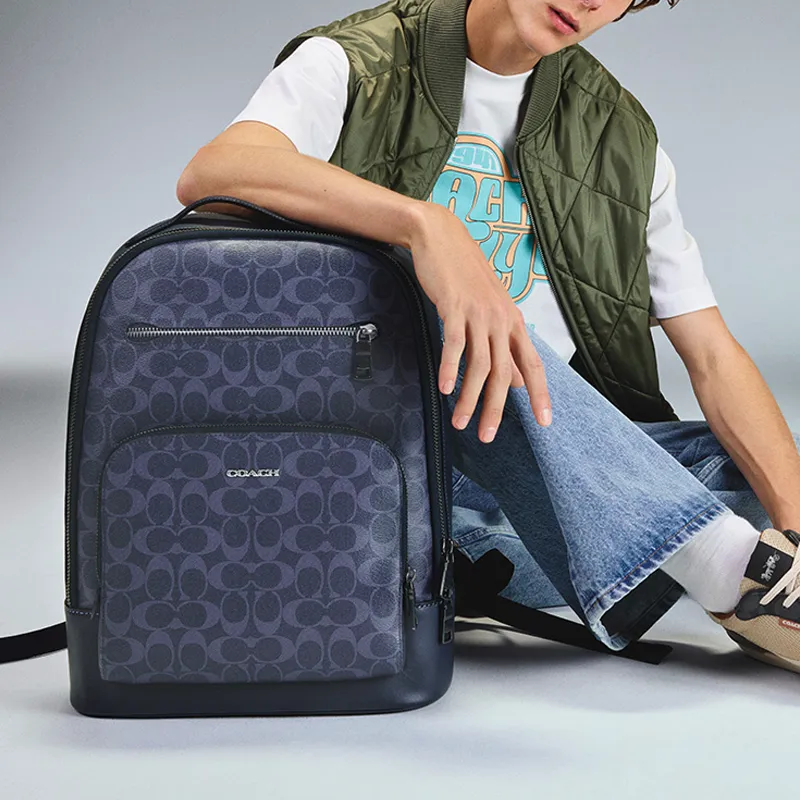COACH ETHAN Calfskin Backpack Large Size Men's Marine Blue-3