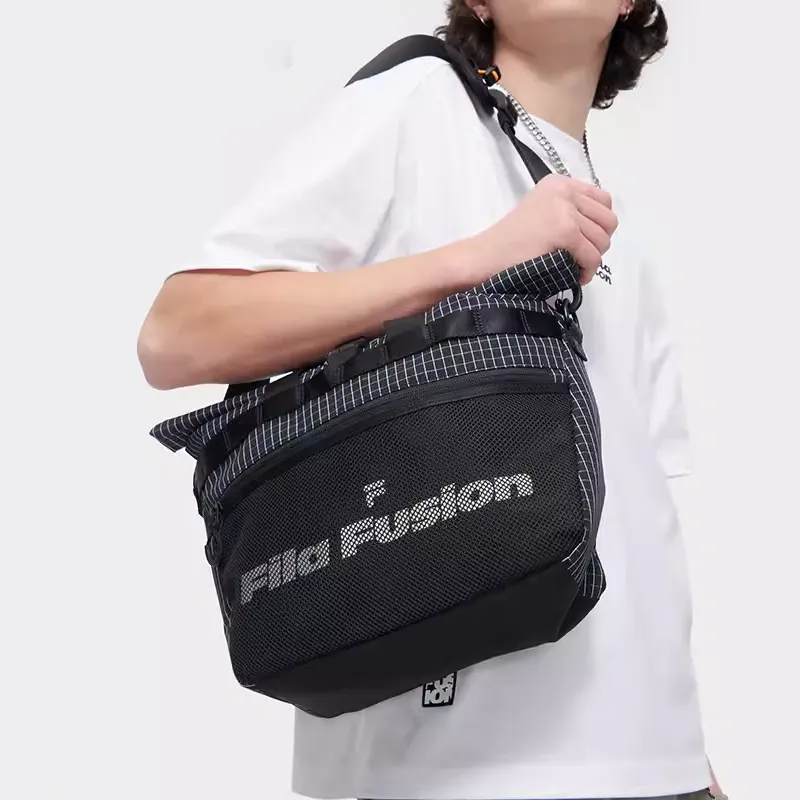 FILA FUSION Fabric Shoulder Bag Crossbody Bag Handbag Extra Small Unisex Pitch Black-4
