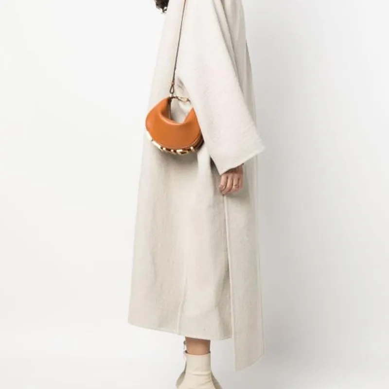 FENDI Fendigraphy Calfskin Crescent Bag Wrist Bag Mini Women's Brown-5