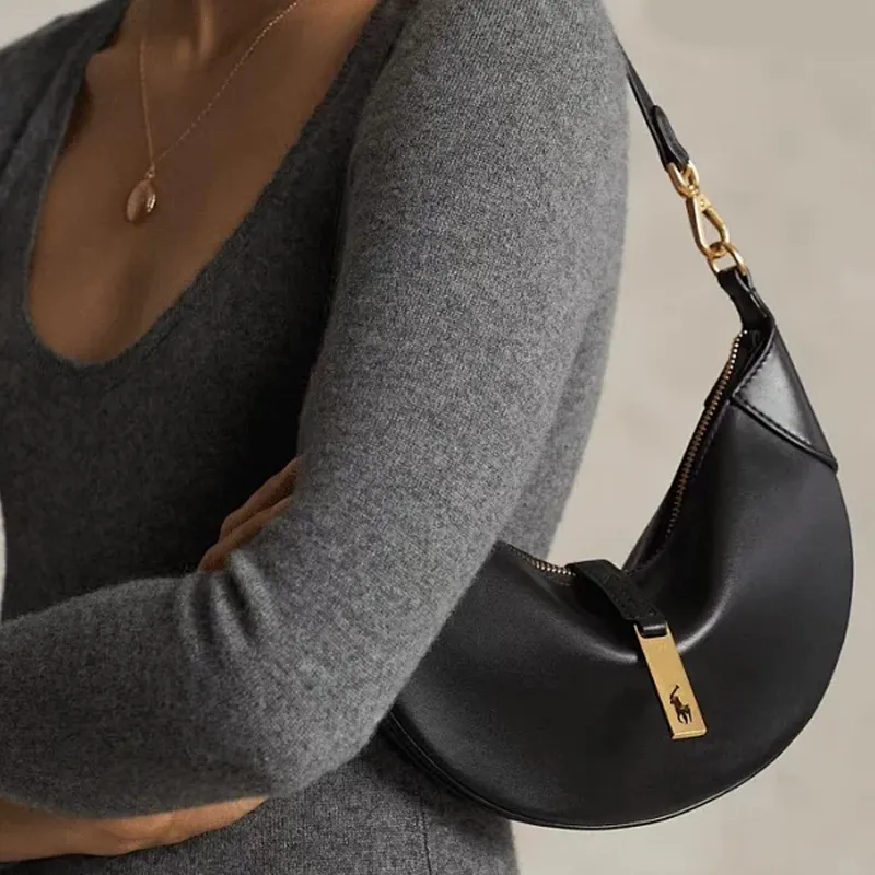 Polo Ralph Lauren Leather Mini Shoulder Bag Women's Black-4