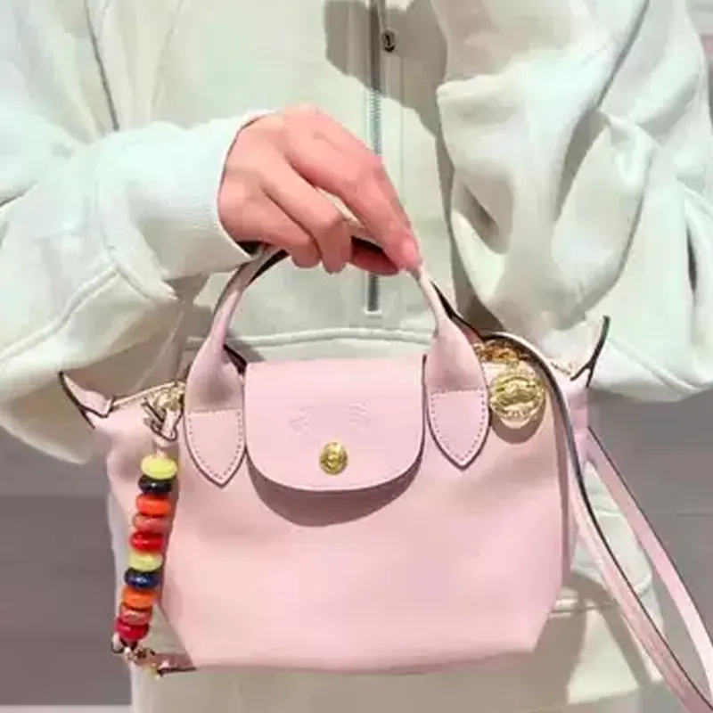 LONGCHAMP Le Pliage Xtra Cow Leather Portable Crossbody Bag, Shoulder Bag Unisex Pink-4