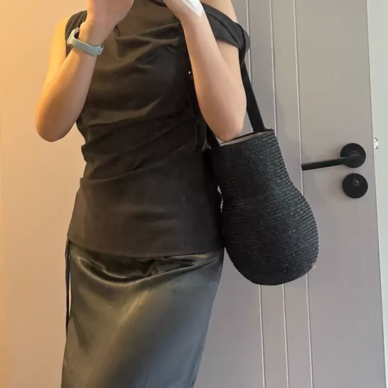 ZARA Cotton With Polyurethane Handbag, Shoulder Bag Medium Size Women's Black-4