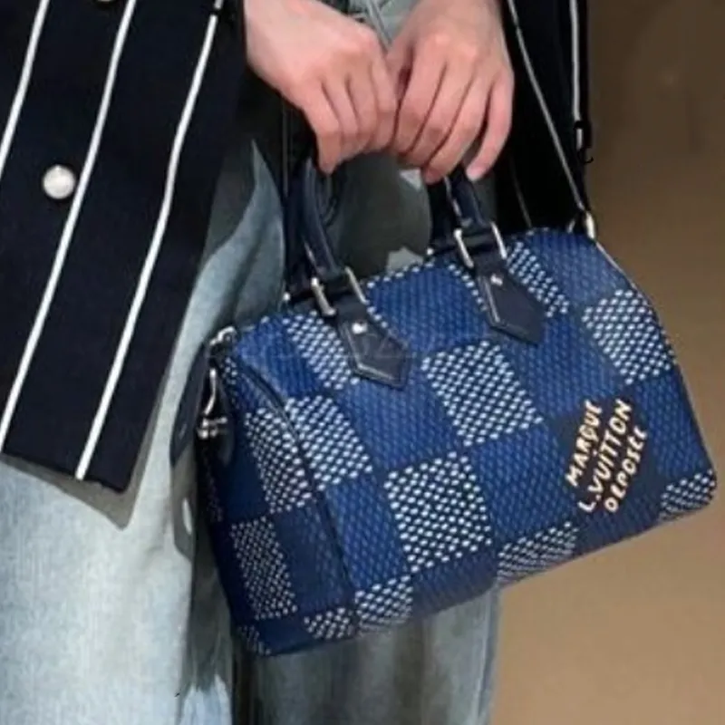 LOUIS VUITTON Speedy 25 Bandoulière Damier Heritage Blue-5