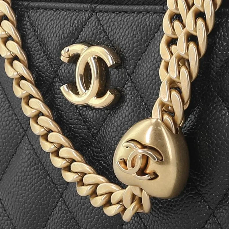 CHANEL 23P SS Litchi Grain Cow Leather Box Bag, Crossbody Bag, Shoulder Bag Trumpets Women's Black-4