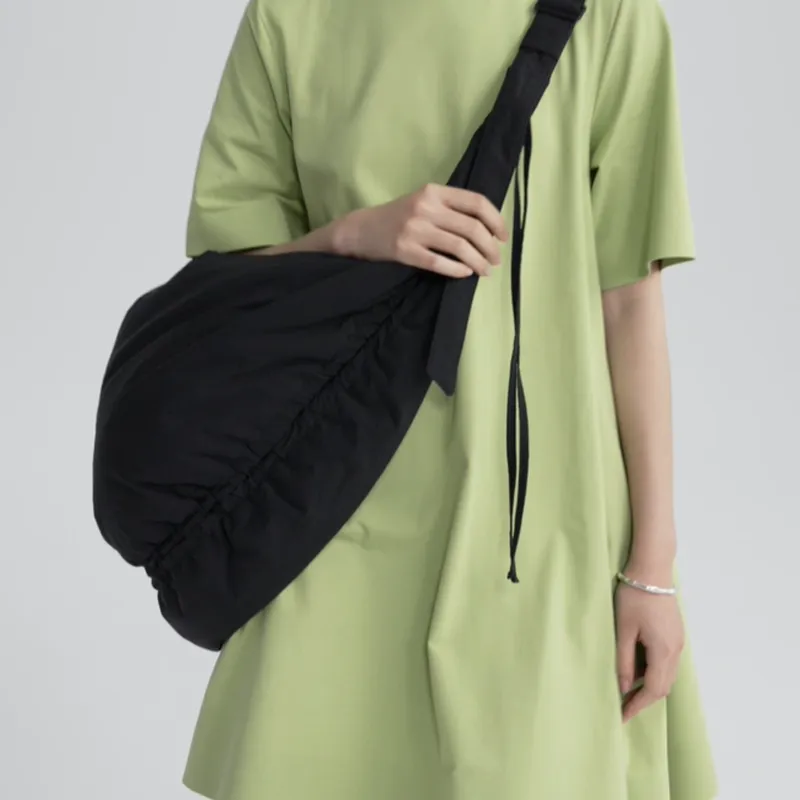 COS Nylon Polyamide Blended Cotton Crescent Moon Bag Handbag Shoulder Bag Large Size Women's Black-4