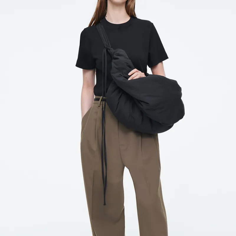 COS Nylon Polyamide Blended Cotton Crescent Moon Bag Handbag Shoulder Bag Large Size Women's Black-3