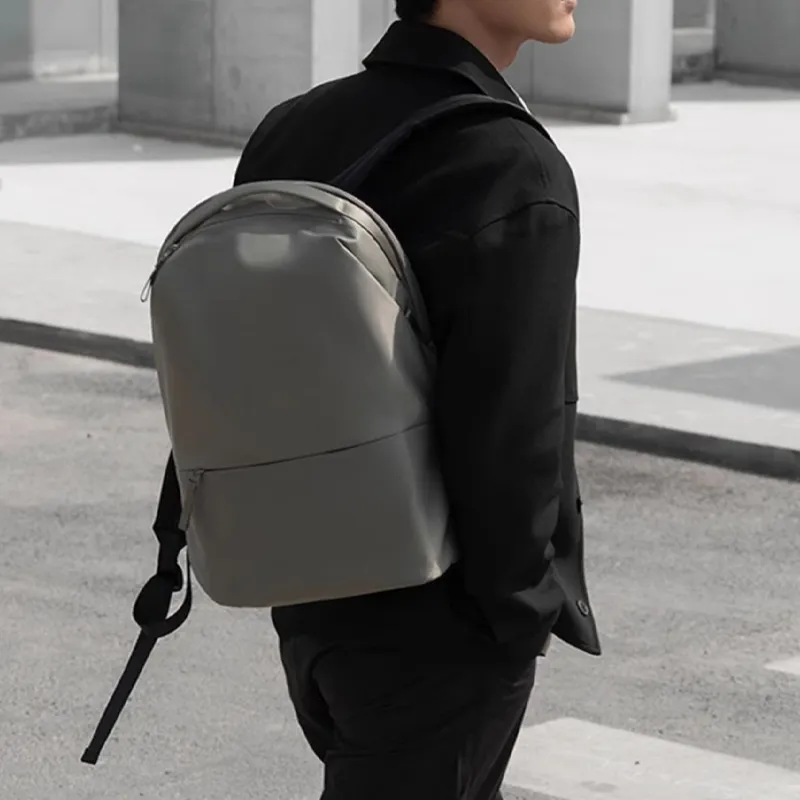 MI Polyester Backpack Medium Size Unisex Elegant Gray Green/Simple Rock Black/Light Khaki-1