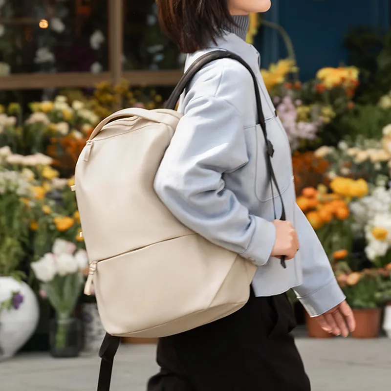 MI Polyester Backpack Medium Size Unisex Elegant Gray Green/Simple Rock Black/Light Khaki-7