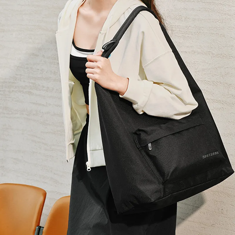 Skechers Fabric Tote Bag Shopping Bag Shoulder Bag Handbag Large Size Unisex Carbon Black-4