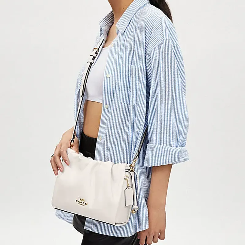 COACH Faye Cow Leather Cloud Bag Handbag Shoulder Bag Large Size Women's White-3