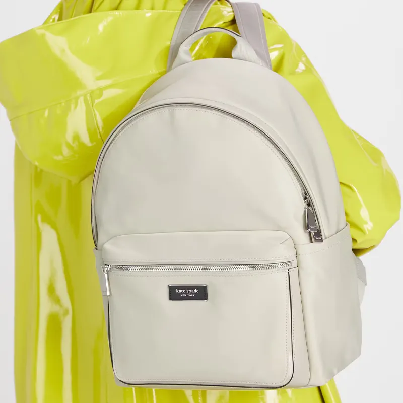 Kate Spade Sam Recycled Nylon Backpack Large Size Women's Ivory Gray-4