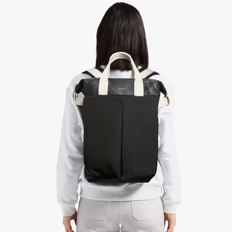 BELLROY Genuine Leather With Recycled Fabric Panel Backpack Regular Men's Black-3