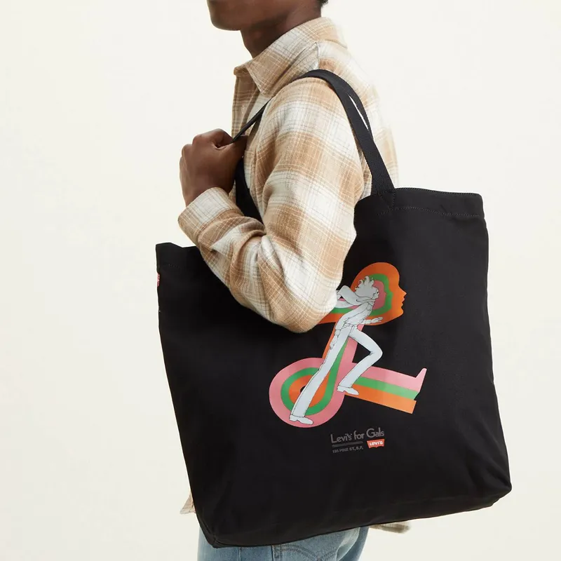 Levi’s 100% Cotton Tote Bag Shopping Bag Shoulder Bag Handbag Extra Large Men's Black-3