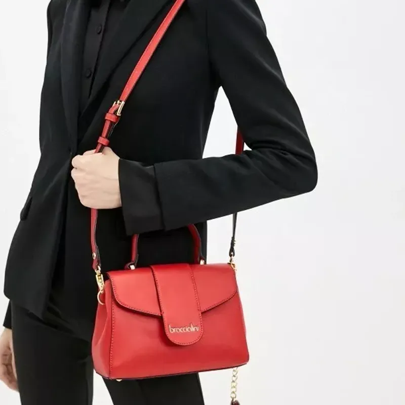 Braccialini PU Shoulder Bag Crossbody Bag Handbags Small Size Women's Red-3
