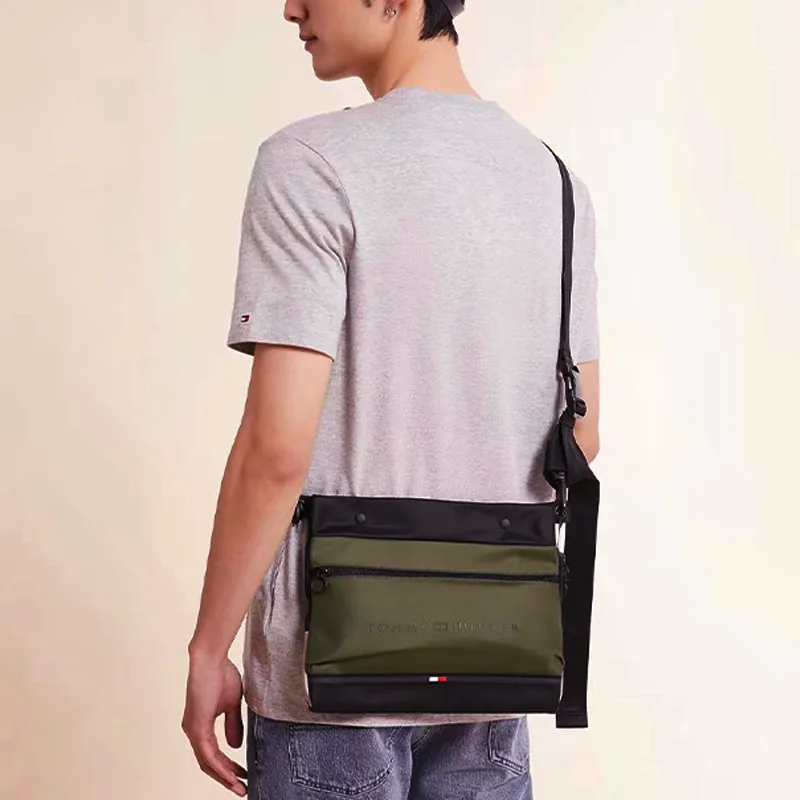 Tommy Hilfiger Polyester Messenger Bag Crossbody Bags Shoulder Bags Small Size Men's Army Green-4