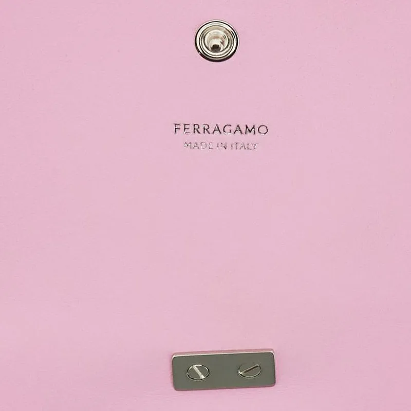 FERRAGAMO Cow Leather Card Holder Women's Pink-3