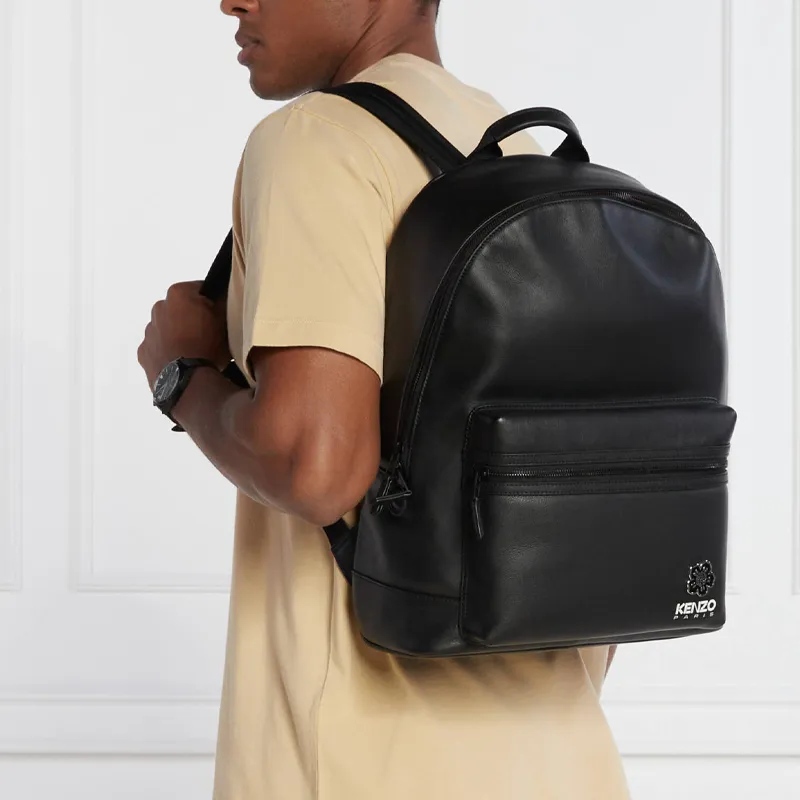 KENZO Cow Leather Backpack Unisex Black-4