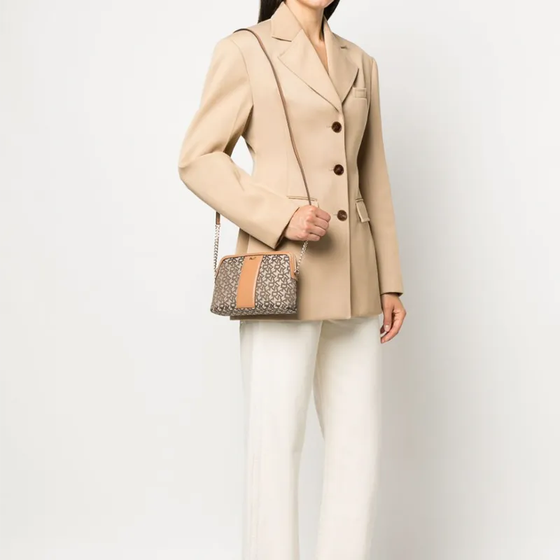 DKNY Polyester Calfskin Shoulder Bag Crossbody Bag Women's Coffee Brown/Camel Brown-3