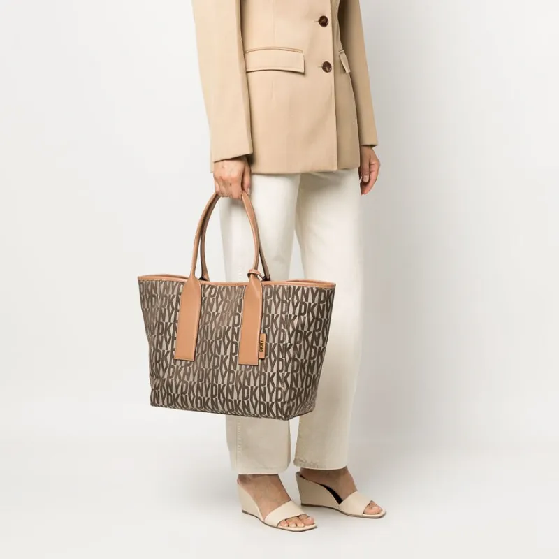 DKNY Polyester Tote Bag Shopping Bag Handbag Large Size Women's Brown-2