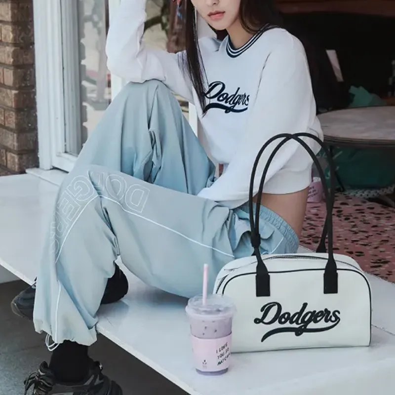 MLB Polyester Handbag Shoulder Bag Regular Unisex Dark Cream-4