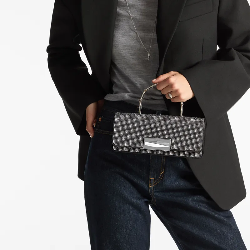 Jimmy Choo Diamond Crystal Shoulder Bag Crossbody Bag Handbag Women's Silver-4